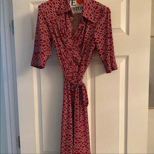 Lightweight dress, red and navy blue. Size 2